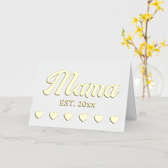 Mama personalized year custom text hearts foil greeting card (Yellow Flower)