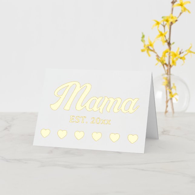 Mama personalized year custom text hearts foil greeting card (Yellow Flower)