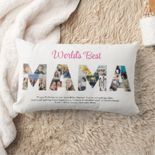 Mama Photo Collage Mother's Day Mom Birthday Lumbar Pillow