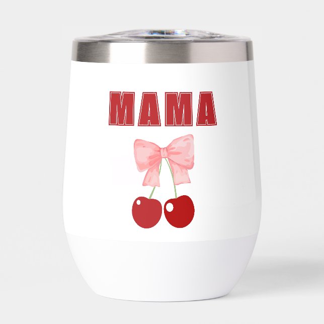 Mama Pink Bow and Red Cherries, coquette style (Front)