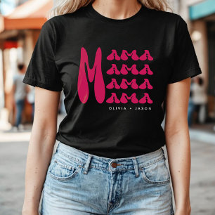 Mama   Pink Retro Typography Kids Names Mother T-Shirt