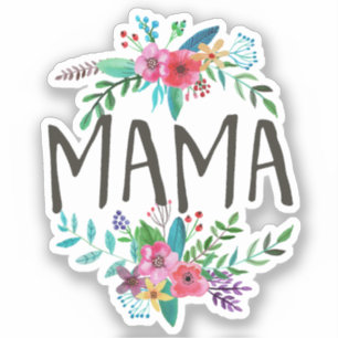 Mama, Pretty and cute boho floral botanical vinyl