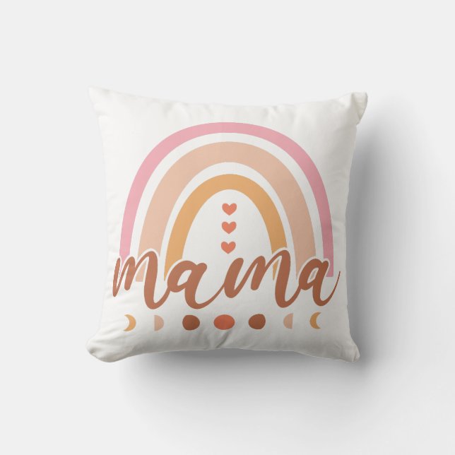 Mama Pretty Rainbow Throw Pillow (Front)