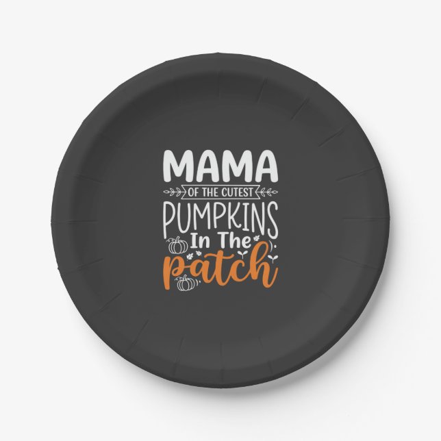 Mama Pumpkins Patch Halloween Design_1 Paper Plate (Front)