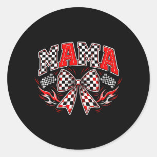 Mama Racing Race Car Funny for Kids Girls Women Classic Round Sticker