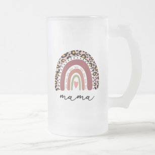 Mama Rainbow, Blessed Mama Gift, Boho Mama Rainbow Frosted Glass Beer Mug