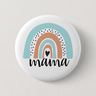 Mama Rainbow Blue Peach 2 Inch Round Button