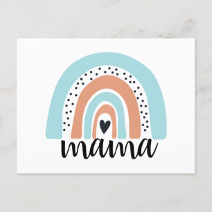 Mama Rainbow Blue Peach Postcard