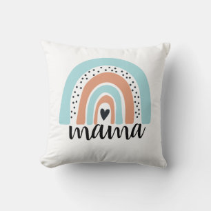 Mama Rainbow Blue Peach Throw Pillow