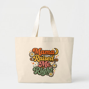 Mama Raised Me Right Retro Tote Bag – Groovy Mom Q
