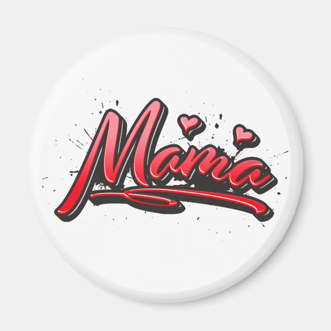 Mama red Heart Graffiti Magnet Magnete (Front)