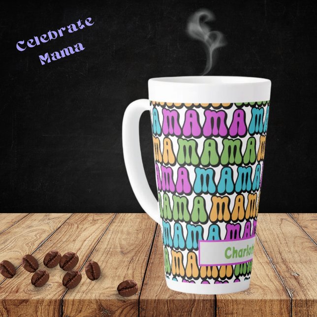 Mama Retro 70's Personalized Latte Mug (Creator Uploaded)