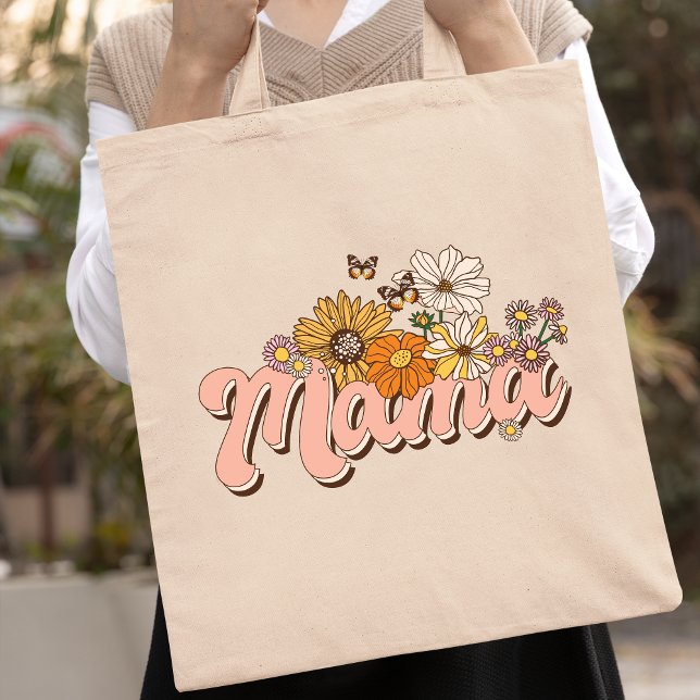 Mama Retro Floral Tote Bag (Creator Uploaded)