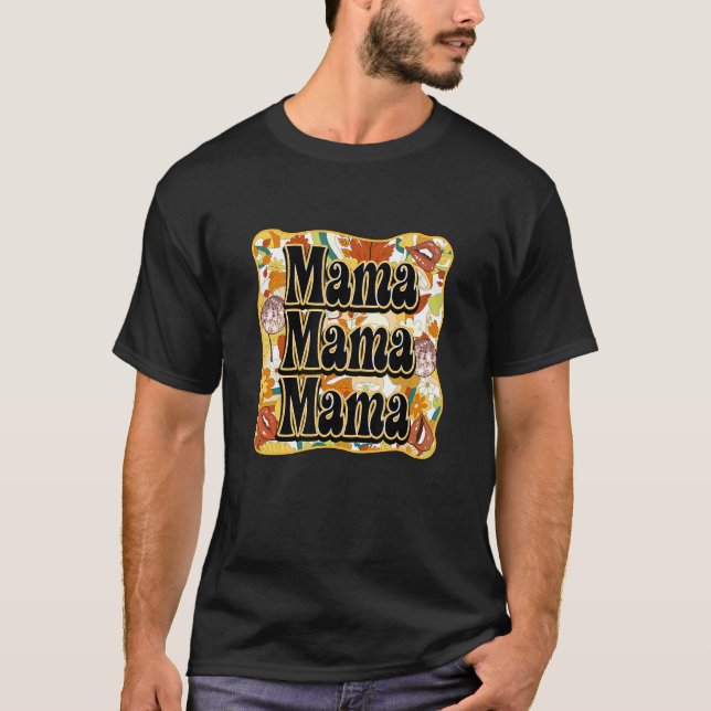 Mama Retro Style Groovy Blessed Mama Mom Life Moth T-Shirt (Front)
