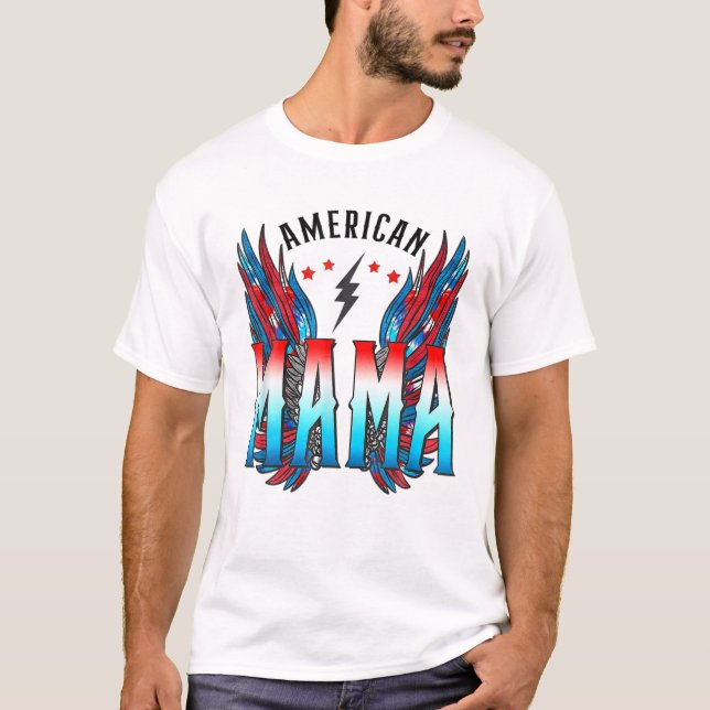 Mama Retro Wings Retro 4th T-Shirt (Front)
