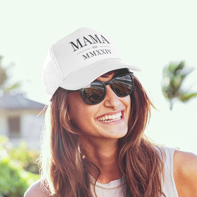 Mama Roman Numeral Year Established Trucker Hat (Creator Uploaded)