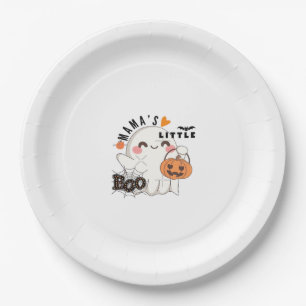 Mama’s Boo – Cute Kawaii Halloween Boo 2025 Graphi Paper Plate