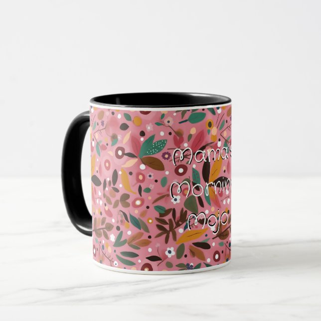 Mama’s Morning Mojo Pink Floral Garden  Mug (Front Left)