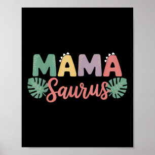 Mama Saurus Mom Dad Dinosaur Birthday Family Match Poster