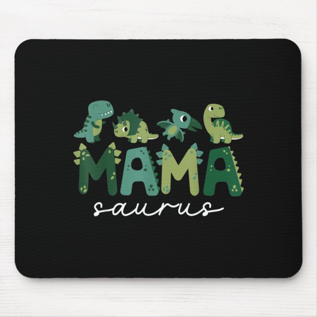 Mama Saurus Mom Dinosaur Three Rex Birthday Boy Mouse Pad (Front)
