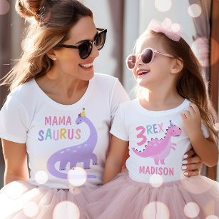 Mama Saurus Mom Of The Birthday Girl Dinosaur  T-Shirt