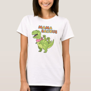 Mama Saurus Playful T-Rex Mom Humorous Graphic T-Shirt