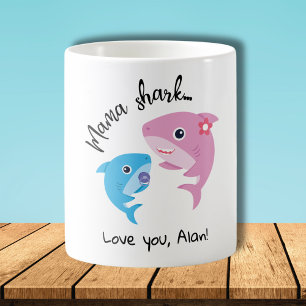 Mama shark, mother's day, baby shark coffee mug