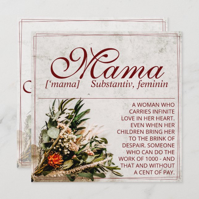 Mama - simply irreplaceable - Bouquet (Front/Back)