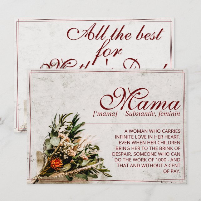 Mama - simply irreplaceable - Bouquet (Front/Back)