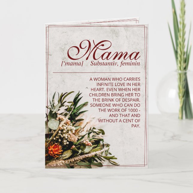 Mama - simply irreplaceable - Bouquet Card (Front)