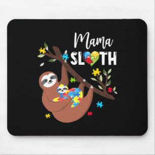 Mama Sloth Puzzle Piece Autism Awareness Autism Mo Mouse Pad