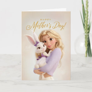 Mama Snuggling Her Baby Bunny Mother's Day Card