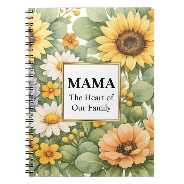 MAMA Sunflower Lavender Gold Frame Classic  Notebook (Front)