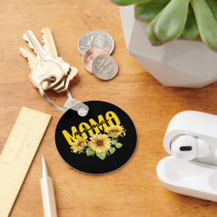 Mama Sunflower Sunshine - Cheerful Floral Design Keychain