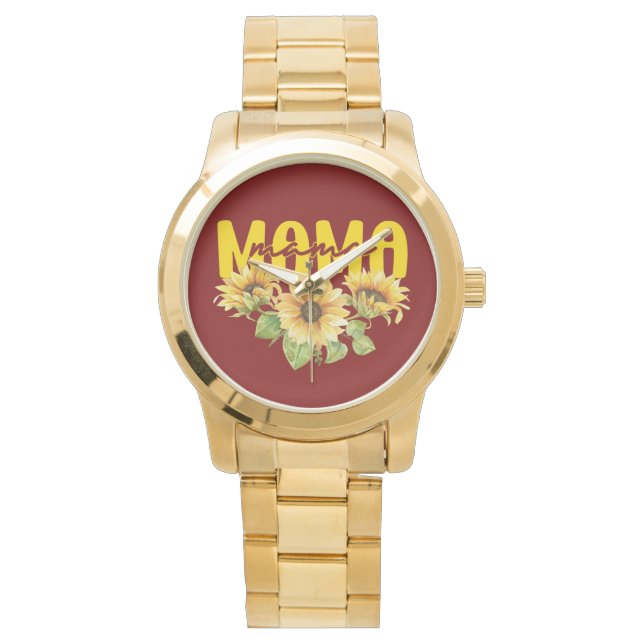 Mama Sunflower Sunshine - Cheerful Floral Design Watch (Front)