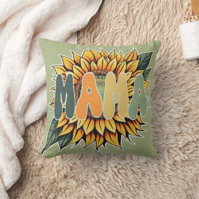 MAMA Sunflower Throw Pillow (Blanket)