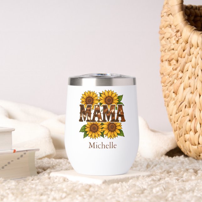 Mama Sunflowers Monogram Name Initials, Gift Mom (Living Room (Rotated))