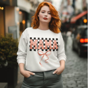 Mama Sweatshirt, Pink Mom Coquette Bow Sweatshirt