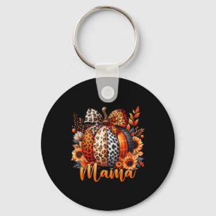Mama Thanksgiving Leopard Pumpkin Sunflower Coquet Keychain