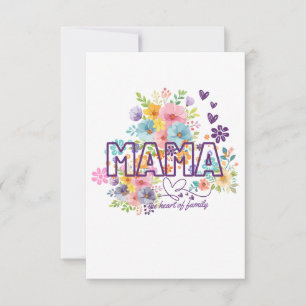 Mama the heart of Family Trendy Design Thank You Card