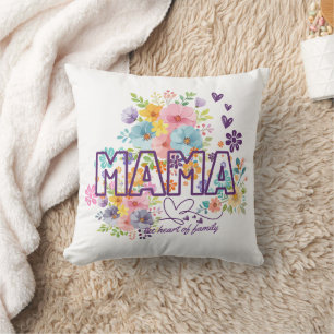 Mama the heart of Family Trendy Design Throw Pillow