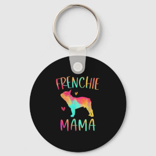 Mama Tie Dye French Bulldog Dog Mom  Keychain
