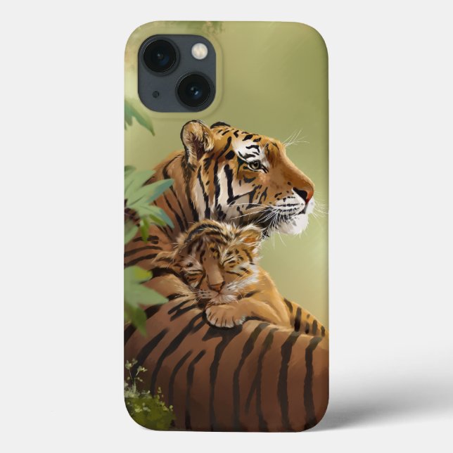 Mama tiger and baby tiger who sleeps Case-Mate iPhone case (Back)