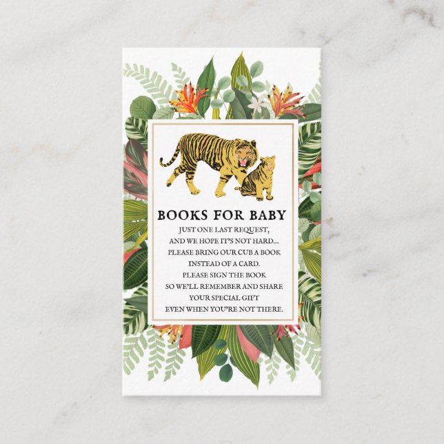 Mama Tiger Botanical Baby Shower Book Request Encl Enclosure Card (Front)