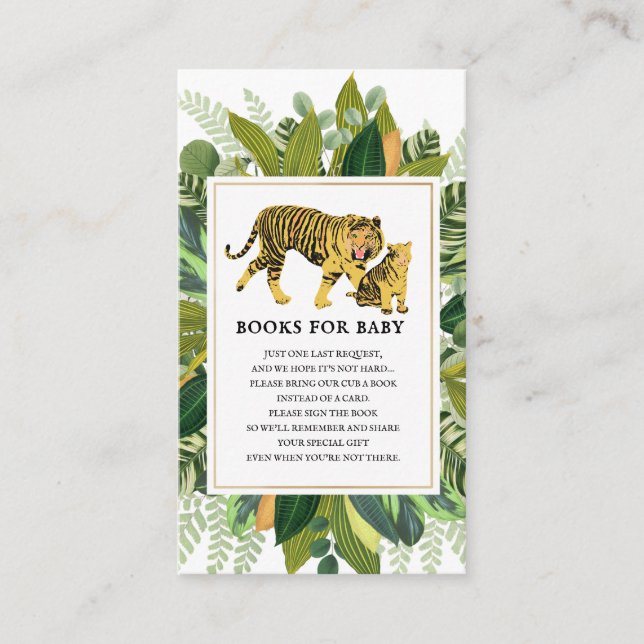 Mama Tiger Greenery Baby Shower Book Request Enclo Enclosure Card (Front)