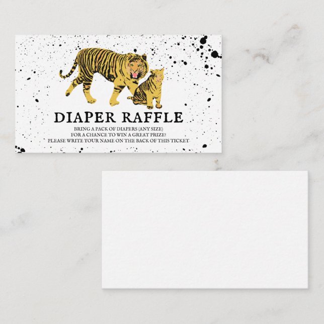 Mama Tiger Neutral Baby Shower Diaper Raffle Enclosure Card (Front/Back)