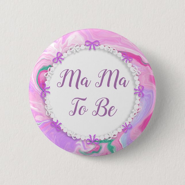 Mama To Be Baby Shower Pink & Purple  2 Inch Round Button (Front)