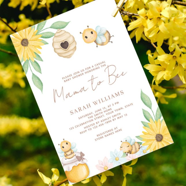 Mama To Bee Baby Shower Invitation (Bee our guest for a sweet celebration!)