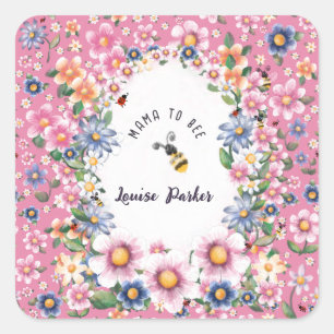 Mama to Bee Baby Shower Invitation Square Sticker