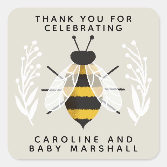 Mama to Bee Baby Shower Thank You Sticker (Front)